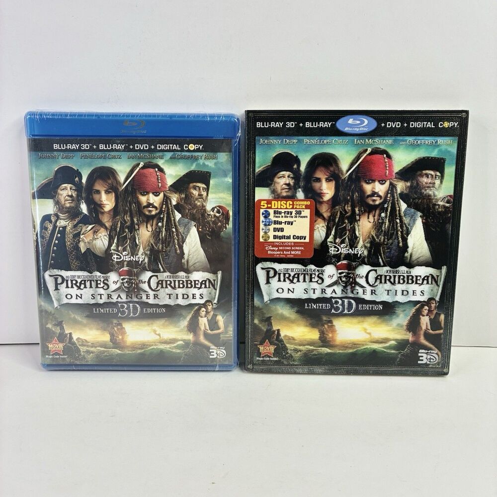 Pirates of the Caribbean: On Stranger Tides 3D 5-Disc Set Blu-ray DVD W/Slip NEW